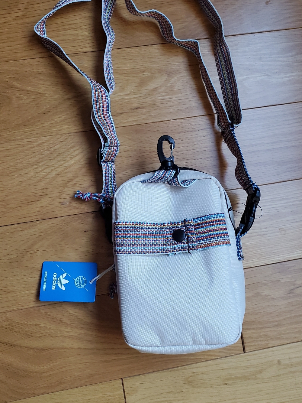 Adidas Cream Crossbody with Multicolor Woven Strap